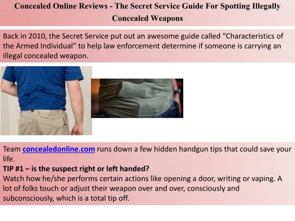 Concealed Online Reviews - The Secret Service Guide For Spotting Illegally Concealed Weapons
