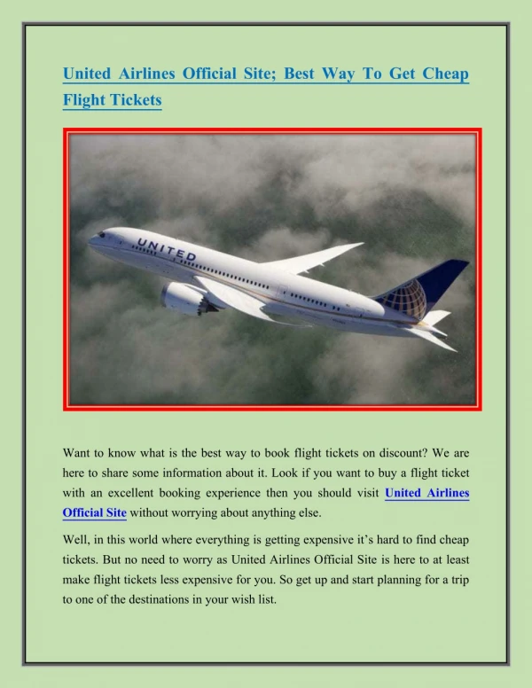 United-Airlines Official Site to best deals