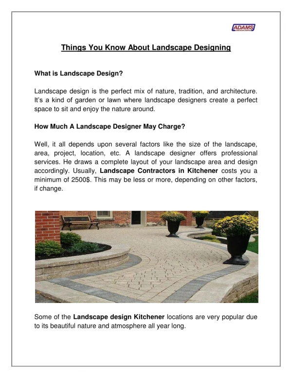 Things You Know About Landscape Designing