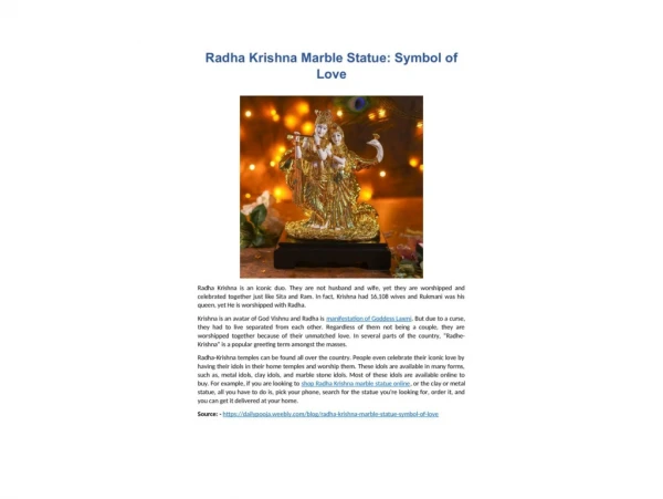 Radha Krishna Marble Statue: Symbol of Love