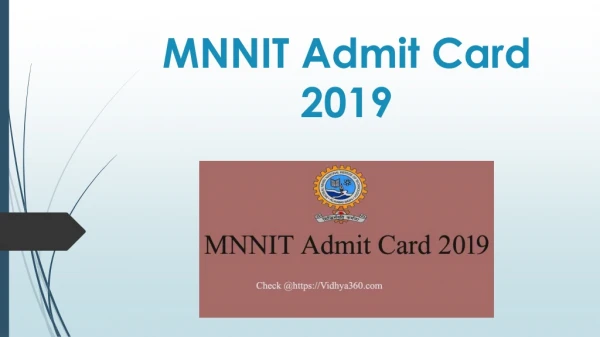 MNNIT Admit Card 2019 | Download MNNIT Hall Ticket From Here