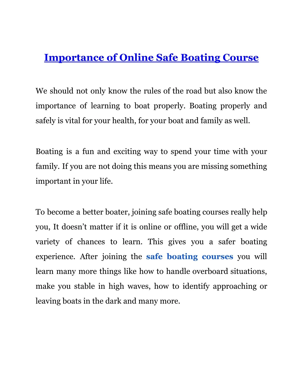 importance of online safe boating course