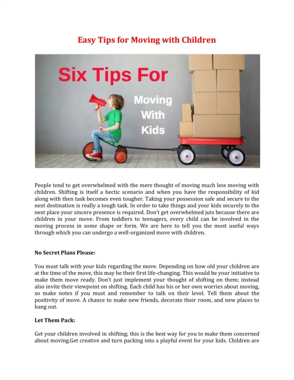 Easy Tips for Moving with Children