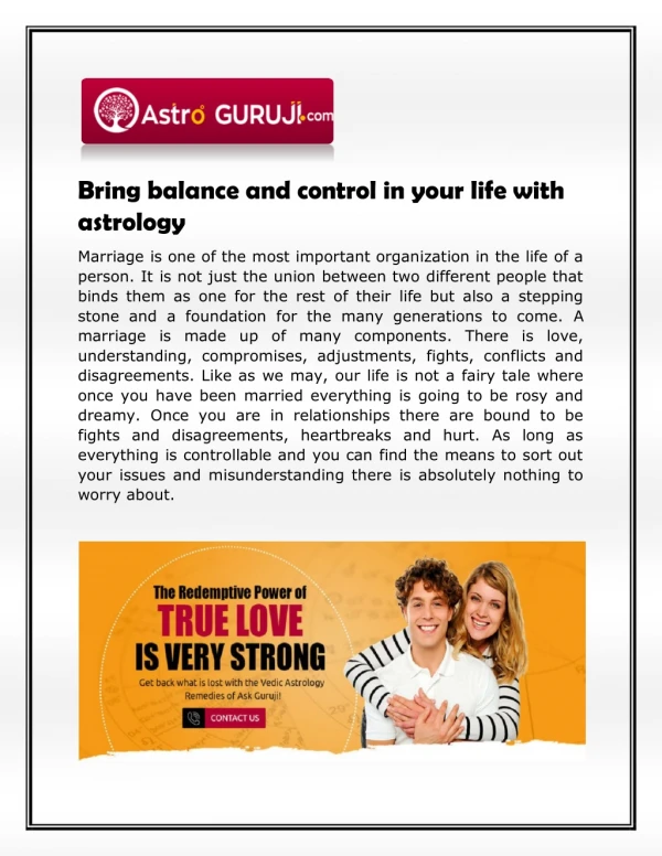 Bring balance and control in your life with astrology