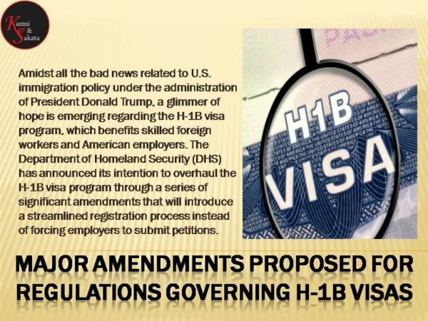 Major Amendments Proposed for Regulations Governing H-1B Visas