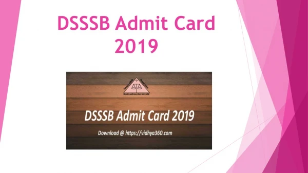 DSSSB Admit Card 2019 | Delhi SSSB Assistant Teacher, JE Call Letter