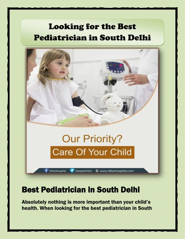 Looking for the Best Pediatrician in South Delhi