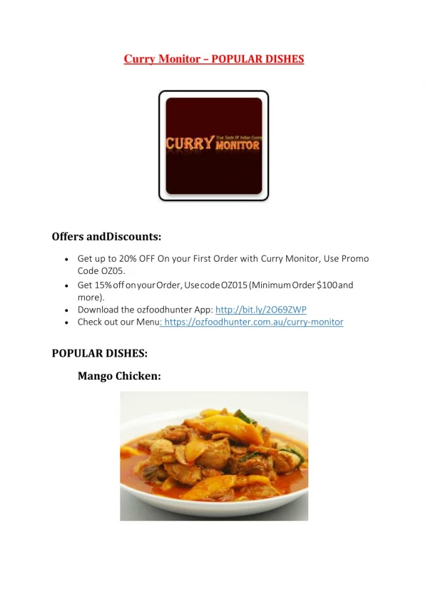 30% Off -Curry Monitor-Gordon - Order Food Online