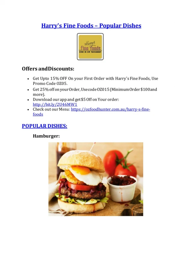 25% Off -Harry's Fine Foods-Brisbane - Order Food Online