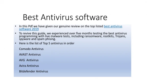 Best antivirus software 2019