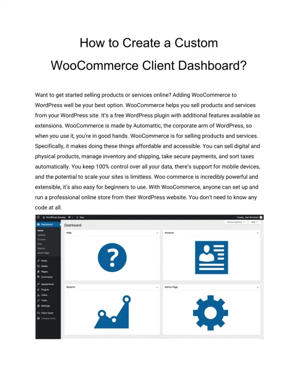How to Create a Custom WooCommerce Client Dashboard?
