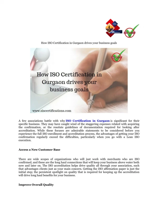 How ISO Certification in Gurgaon drives your business goals