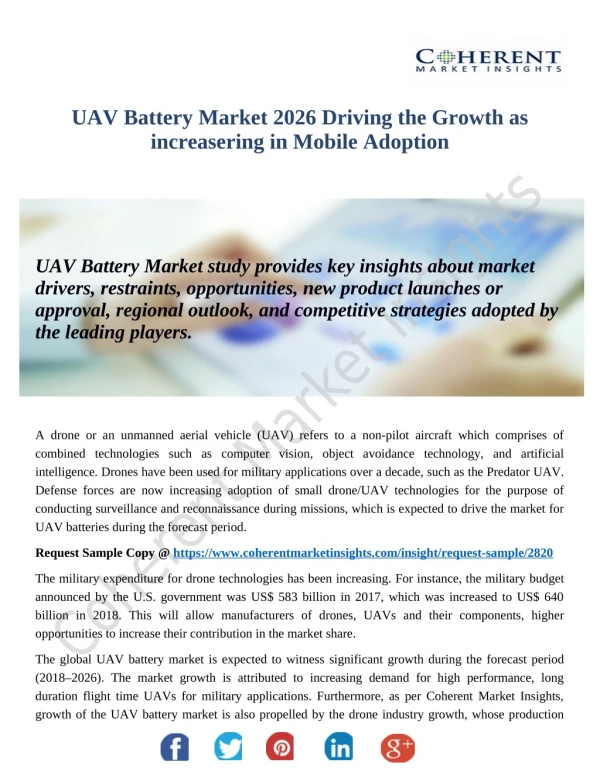 UAV Battery Market Competitive Intelligence And Tracking Report Till 2026