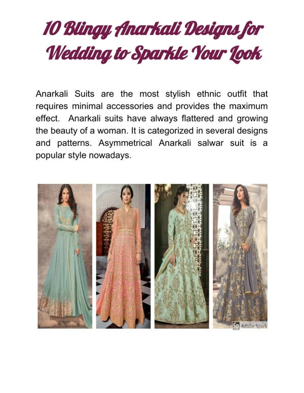 Top Trends of Anarkali for Wedding 2019