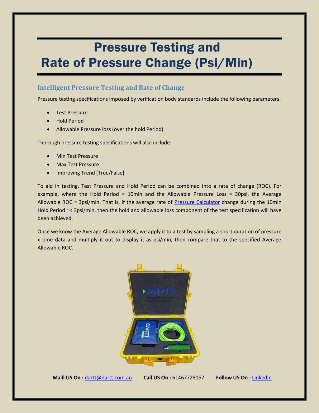rate of pressure change psi min