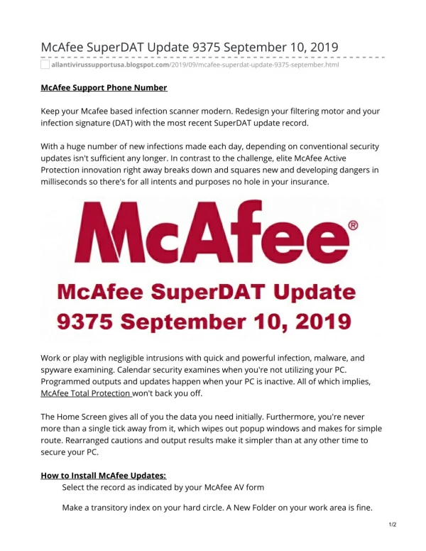 McAfee SuperDAT Update 9375 September 10, 2019