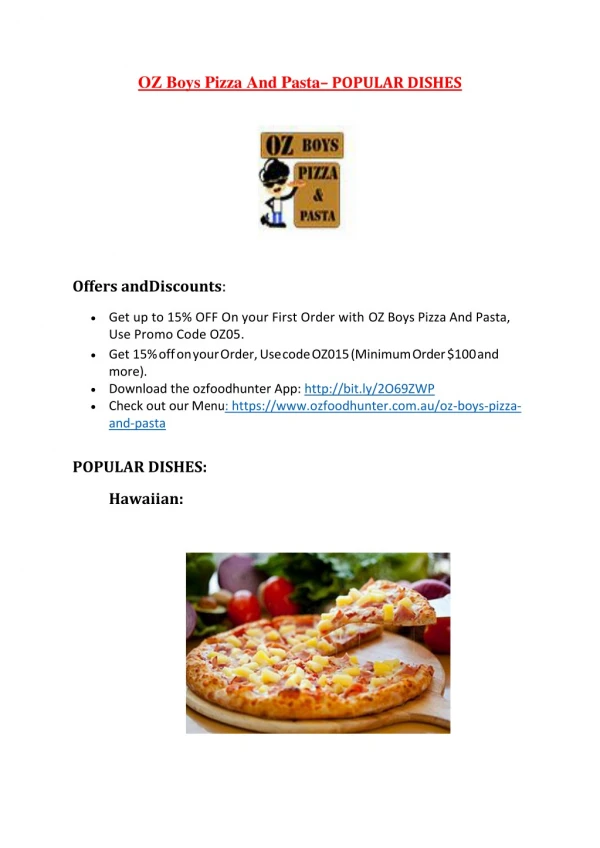 25% Off -OZ Boys Pizza And Pasta-Boronia - Order Food Online