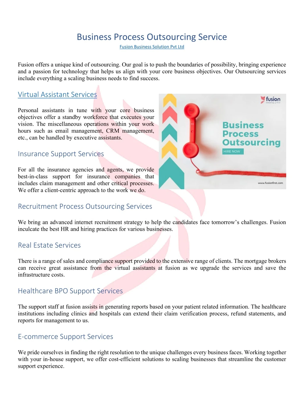 business process outsourcing service fusion