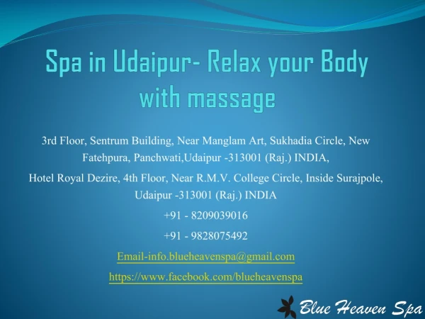 Spa in Udaipur- Relax your Body with massage