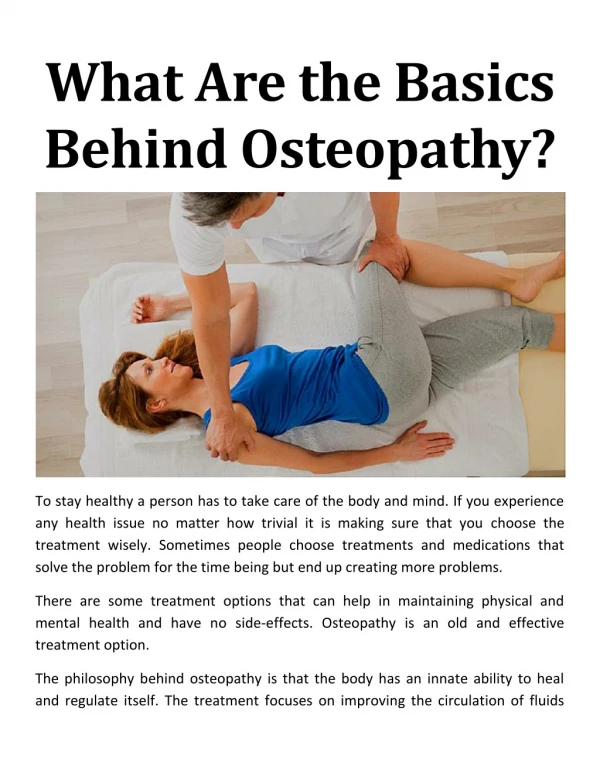 What Are the Basics Behind Osteopathy?