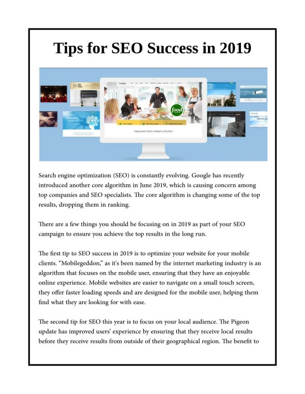 Tips for SEO Success in 2019