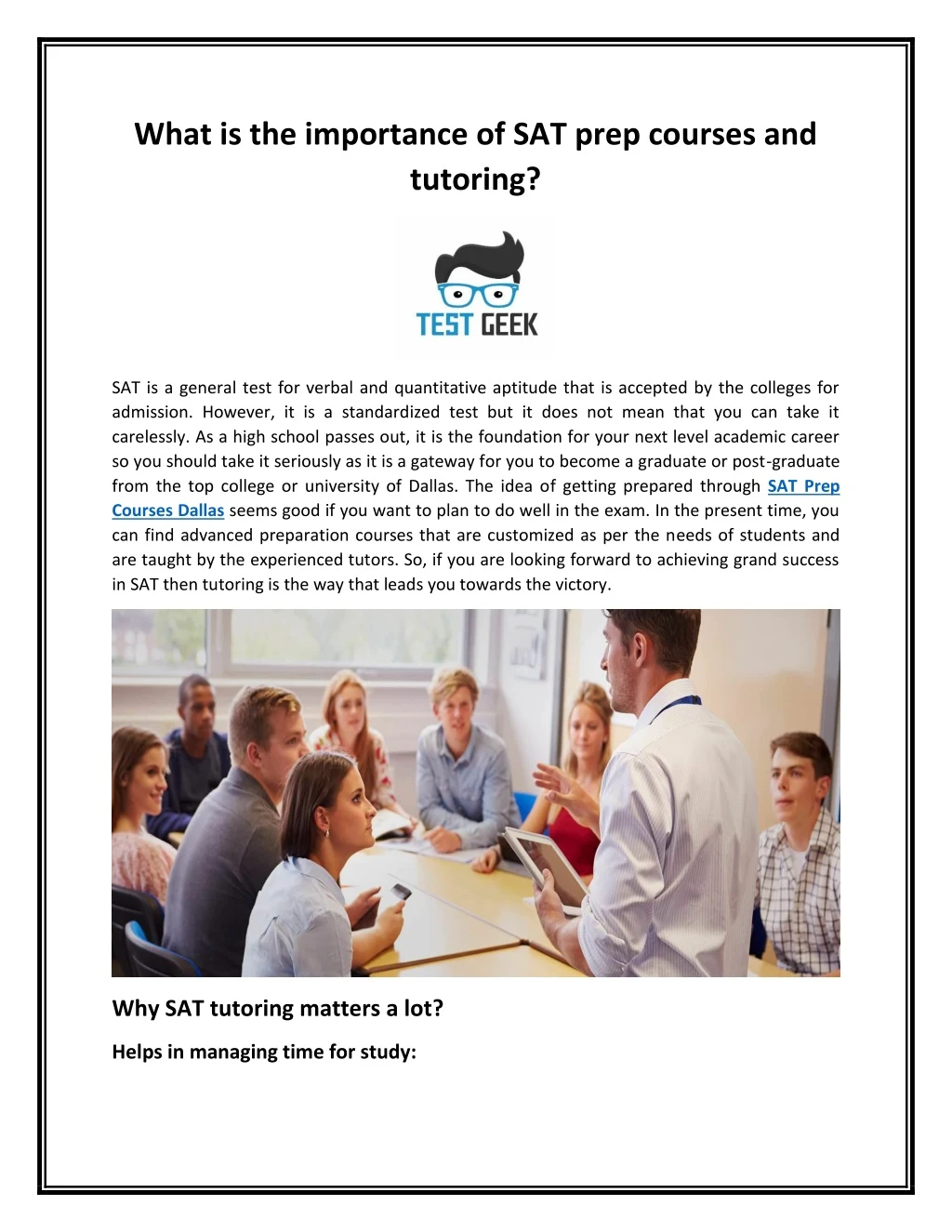 what is the importance of sat prep courses