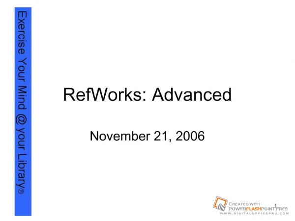 RefWorks: Advanced