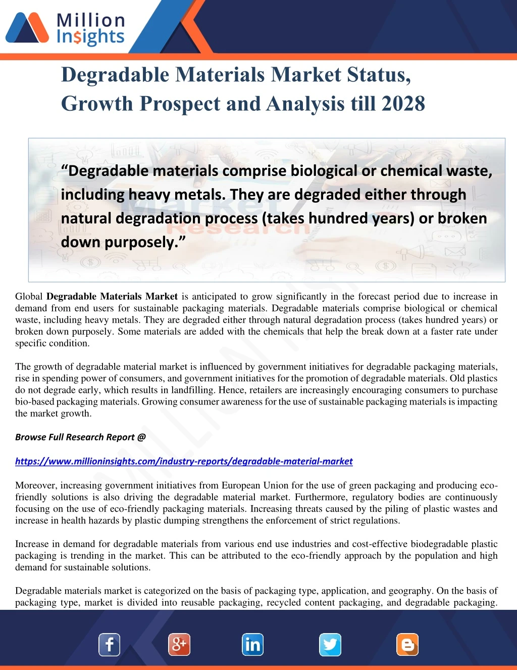 degradable materials market status growth