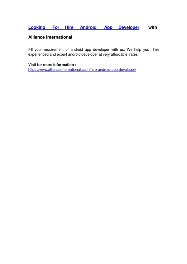 looking for hire android app developer