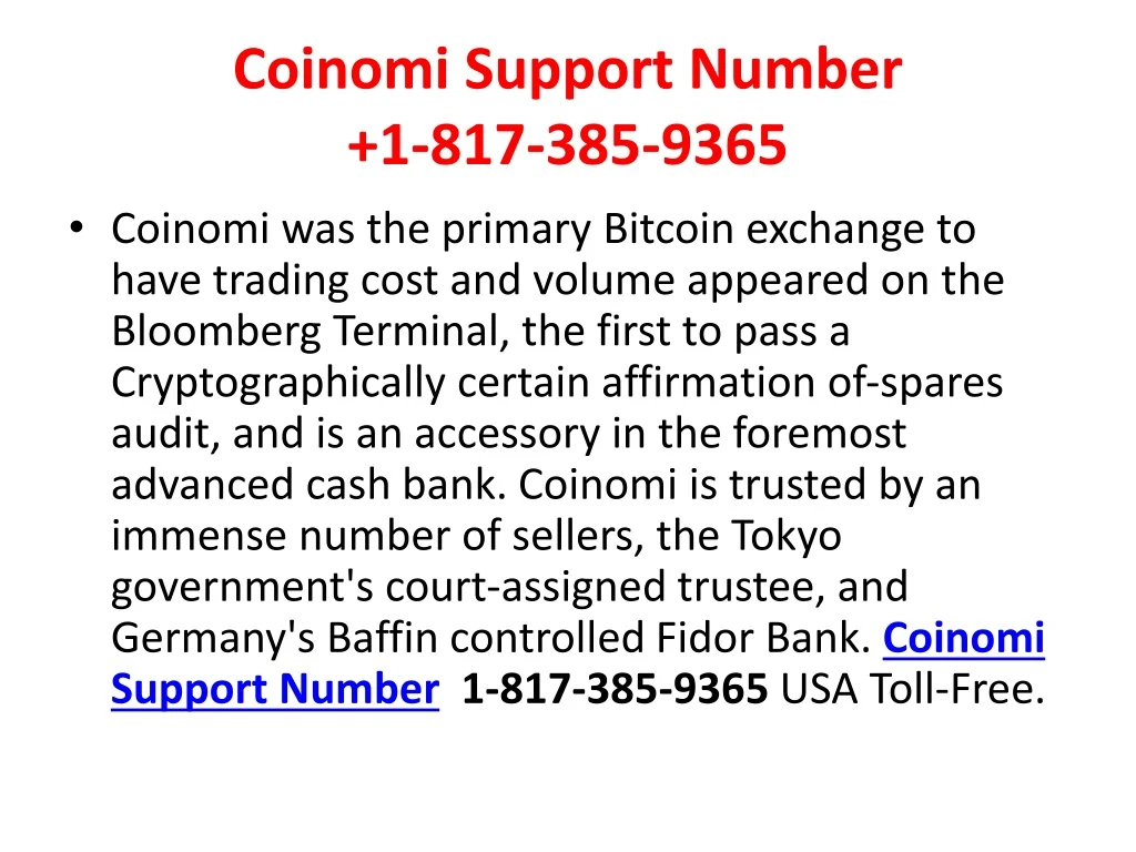 coinomi support number 1 817 385 9365