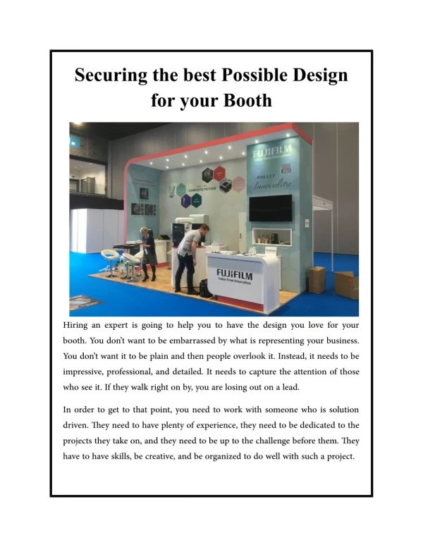 Securing the best Possible Design for your Booth