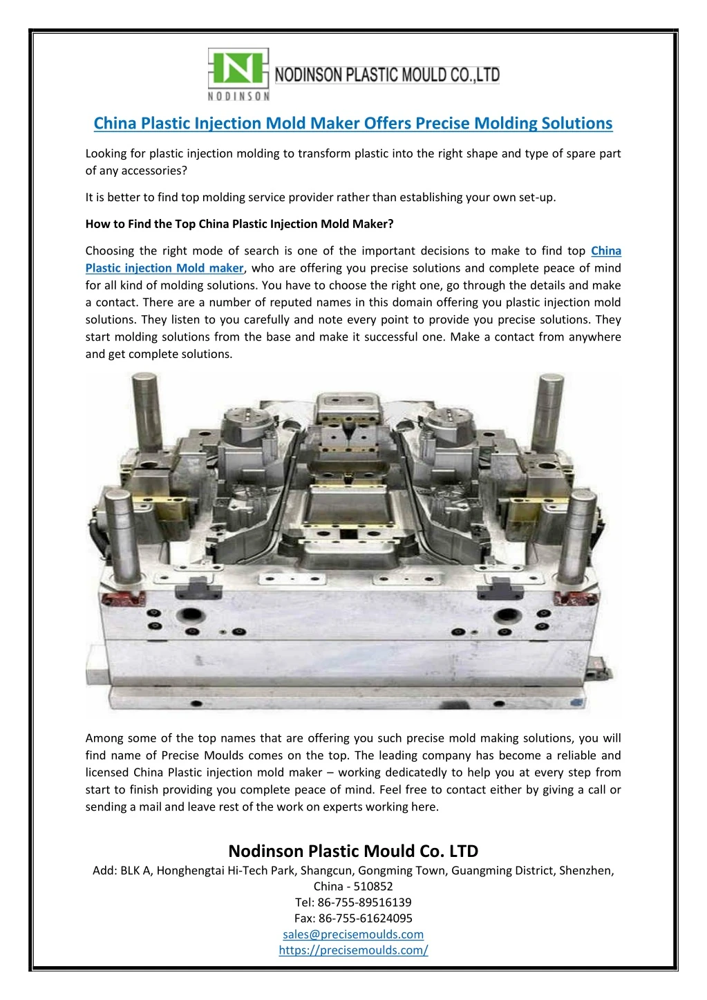 china plastic injection mold maker offers precise