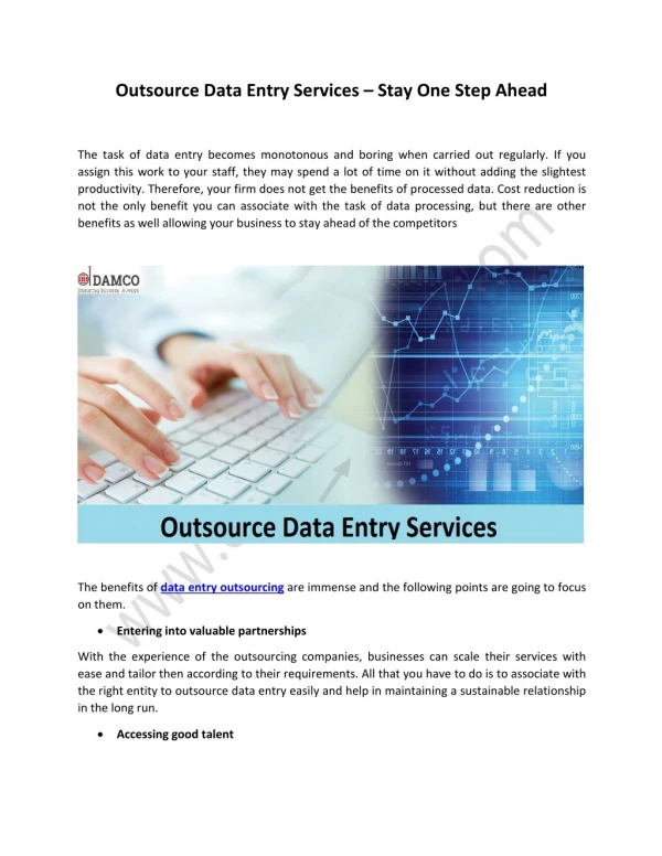 Outsource Data Entry Services - Stay One Step Ahead