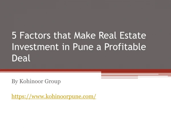 Real Estate Investment in Pune a Profitable Deal