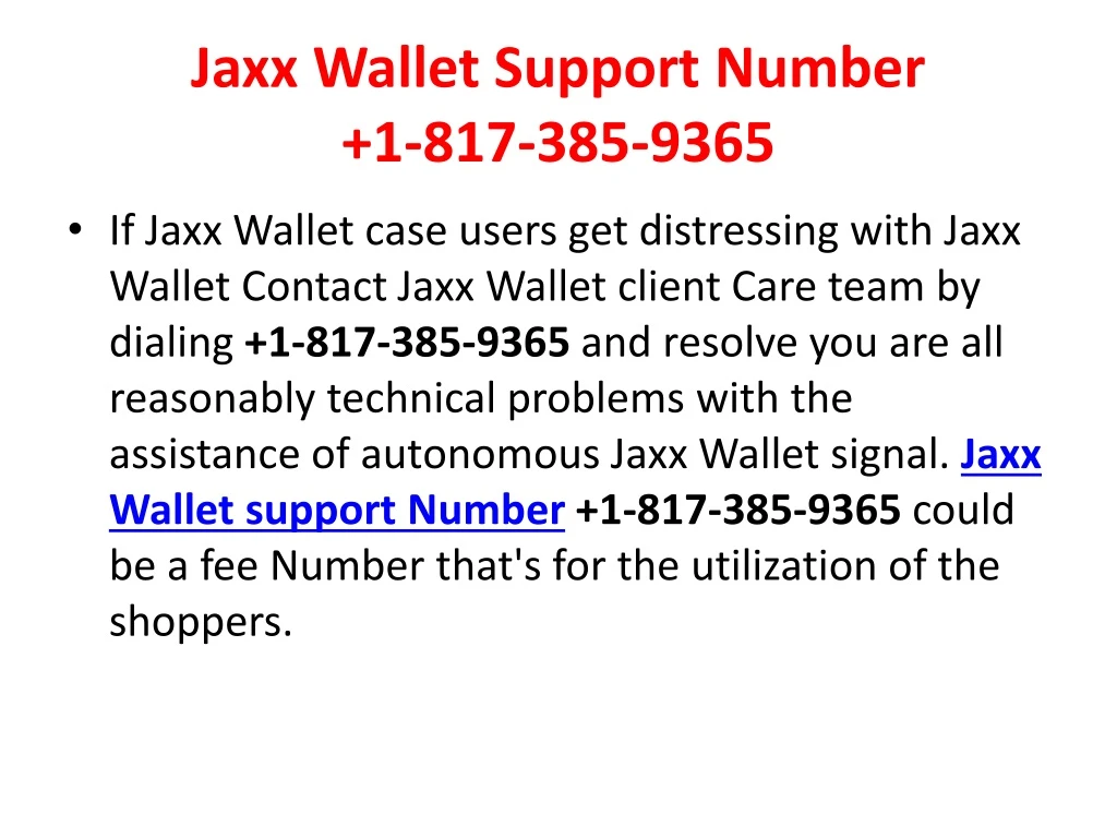 jaxx wallet support number 1 817 385 9365