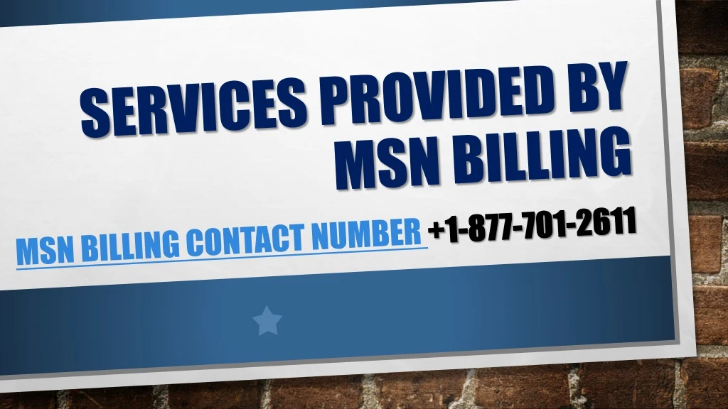 services provided by msn billing