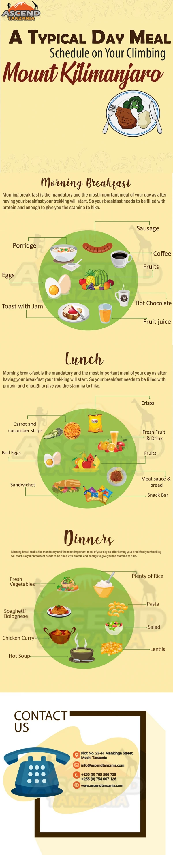A Typical Day Meal Schedule On Your Climbing Mount Kilimanjaro