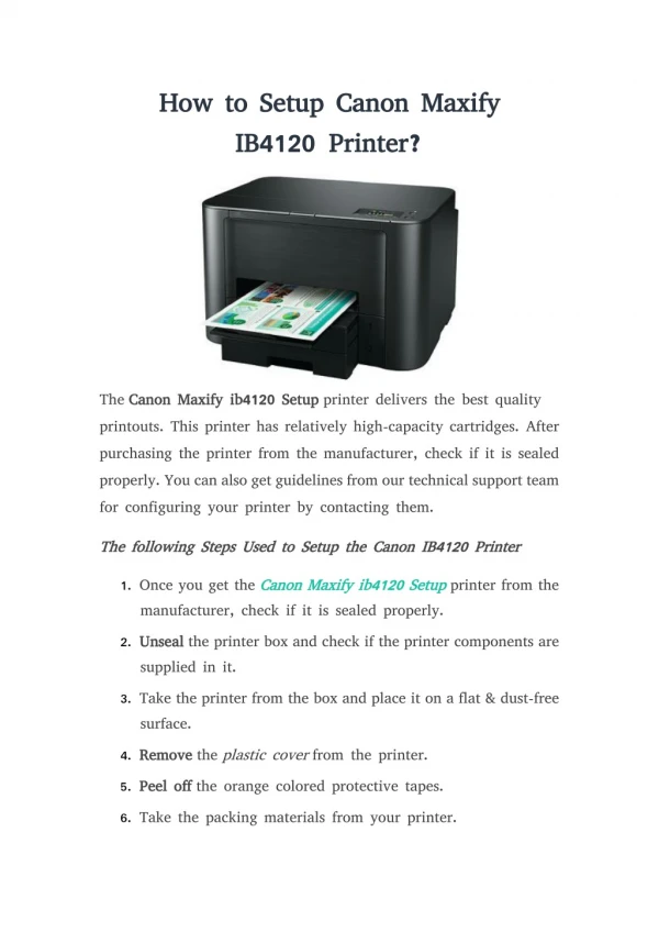 How to Setup Canon Maxify IB4120 Printer? - Printer Setup