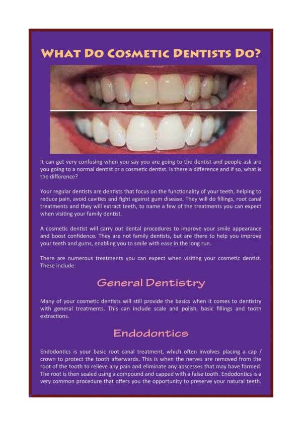 What Do Cosmetic Dentists Do?