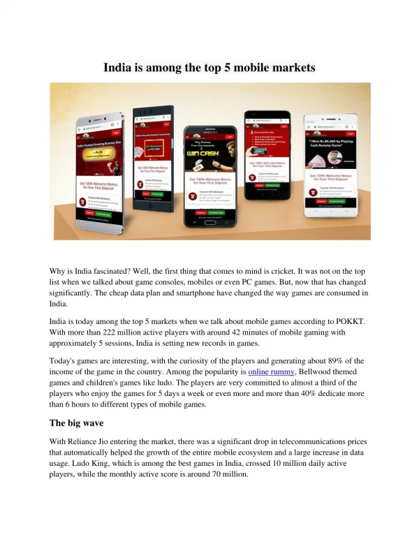 India is among the top 5 mobile markets