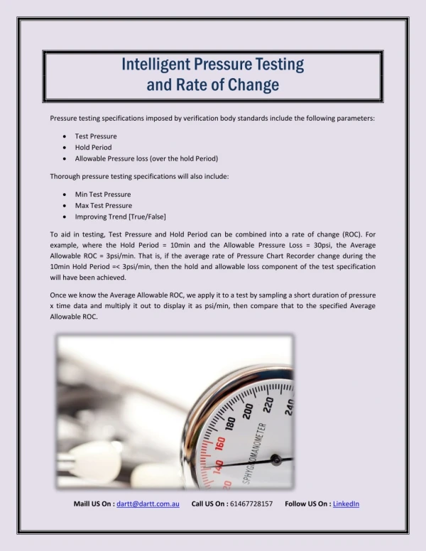 Use A Dartt Recorder For Pressure Testing