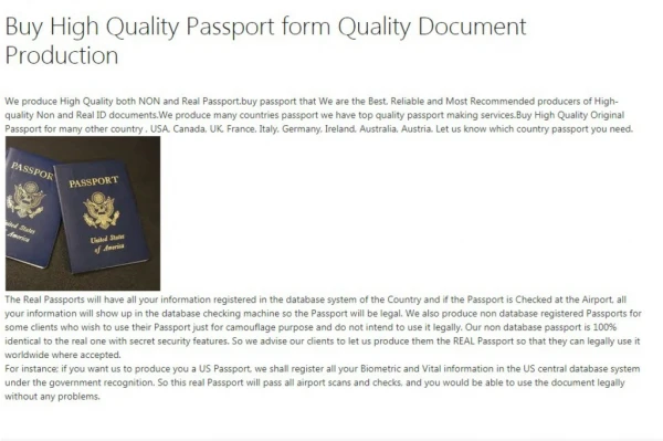Buy High Quality Passport