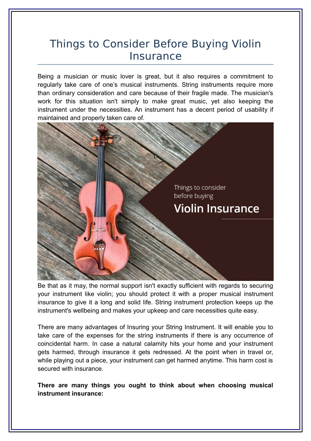 things to consider before buying violin insurance