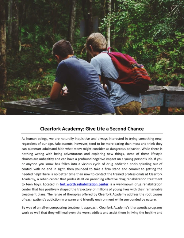 Clearfork Academy: Give Life a Second Chance