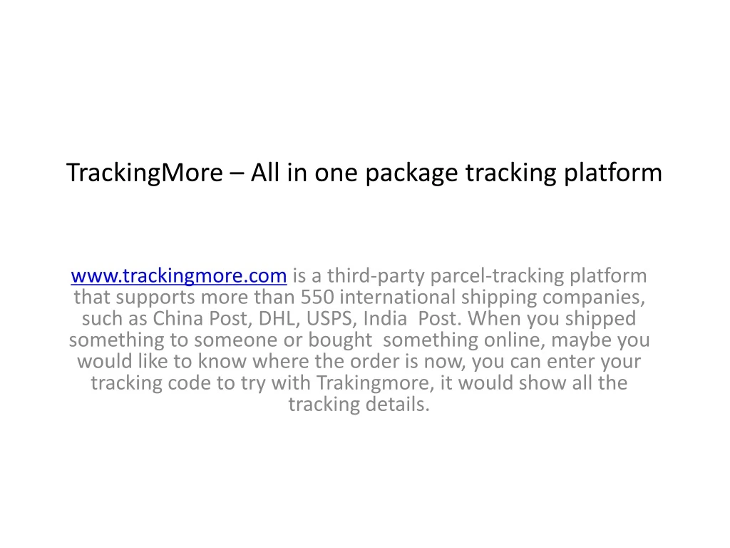 trackingmore all in one package tracking platform