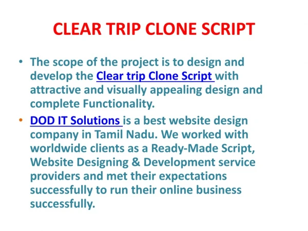 Clear Trip Clone Script