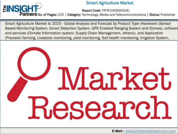 Smart Agriculture Market to 2025 - Global Analysis and Forecast by Product Type