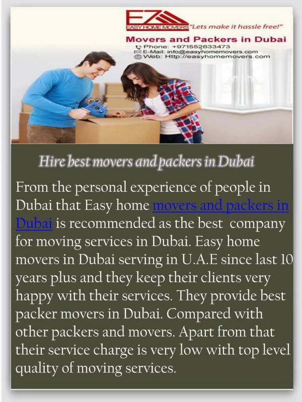 Select best movers and packers in Dubai | Easy home movers UAE
