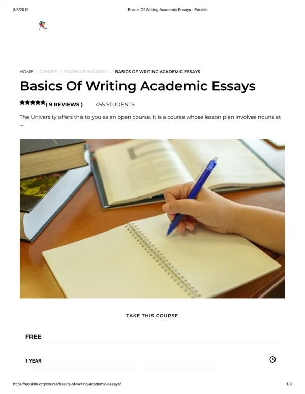 Basics Of Writing Academic Essays - Edukite