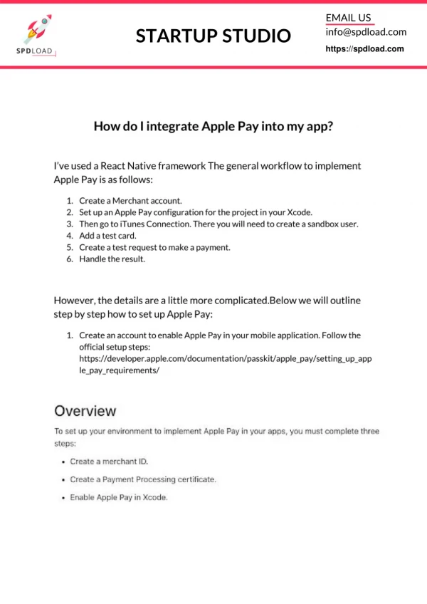 How to integrate Apple Pay in the app? Instruction